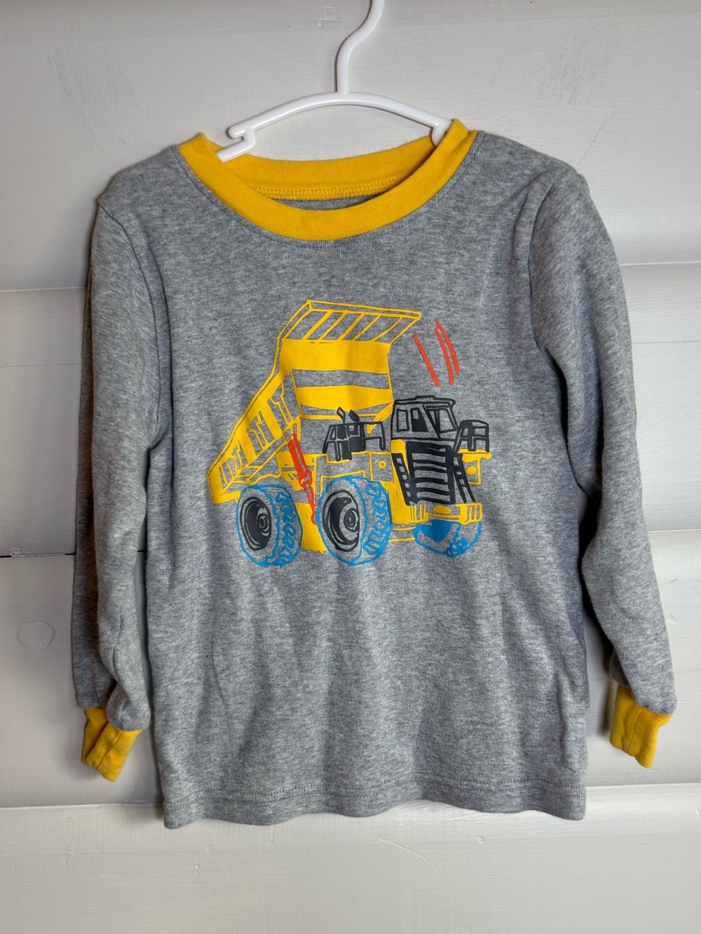 3/$25 Kirkland Signature Boys 4T Dump Truck Long Sleeve Shirt Grey Yellow